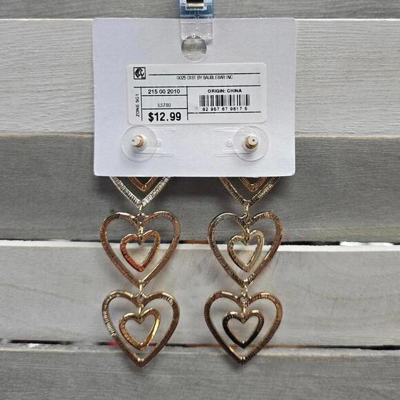 Stacked Gold Heart Drop Earrings - Gold | SUGARFIX by BaubleBar - Picture 4 of 7